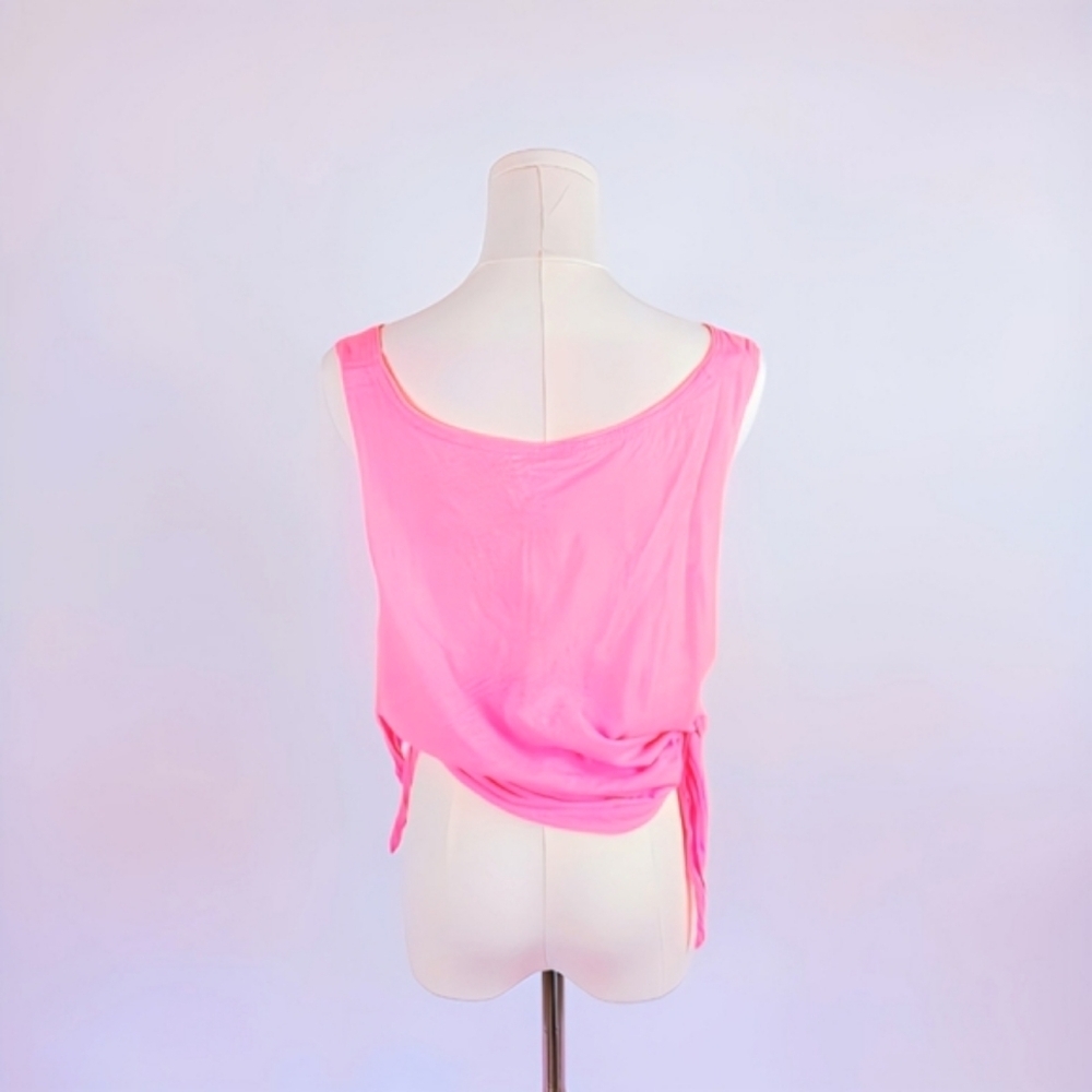 PINK Victoria's Secret Side-Tie Tank Top M Sleeveless Pink Workout Tank Top - Picture 2 of 7